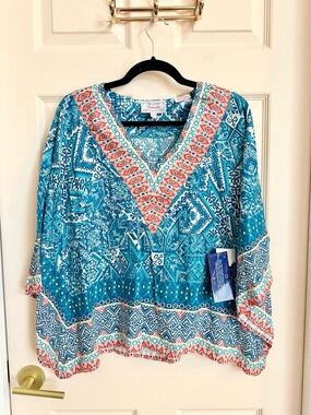 NWT blue panhandle poncho top